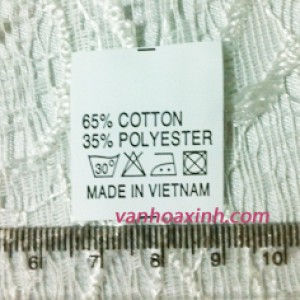Tem nhãn ghi polyester cotton Made in Vietnam PLM18-05